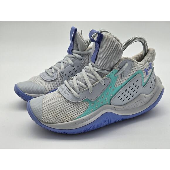Under Armour Jet '23 "Grey/Blue" Boys Basketball Shoe 4Y | 3026635-102 - Picture 1 of 8